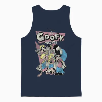 Disney a Goofy Movie T-Shirt, White, S Unisex Tank Top - Navy