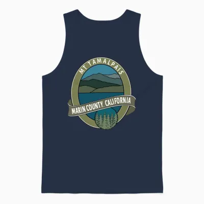 Mt Tamalpais Marin County California Oval Design Unisex Tank Top - Navy
