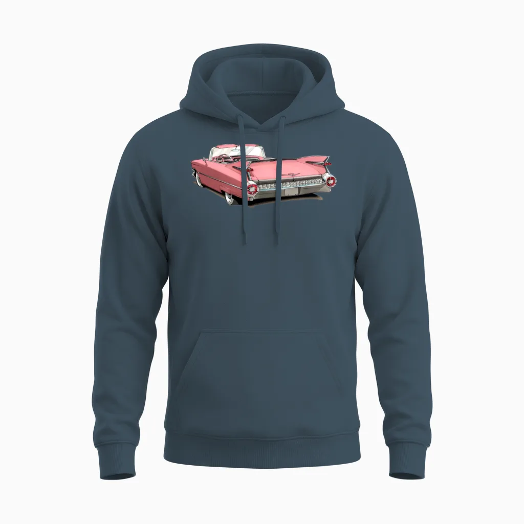 Classic Pink Cadillac Unisex Hoodie in Dark Heather