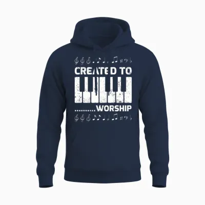 Created to Worship Piano Piano Keyboard Unisex Hoodie - Navy