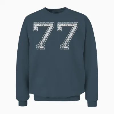 Number 77 Numbered Retro Style Unisex Sweatshirt - Dark Heather