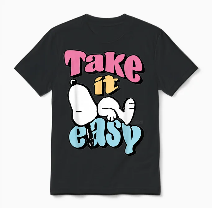 Peanuts - Snoopy Take It Easy T-Shirt, Black, S Unisex T-Shirt in Black