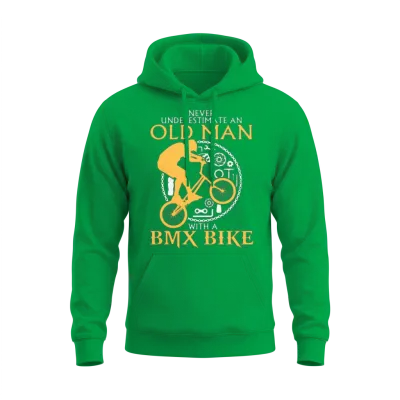 Old Man with a Bmx Bike Unisex Hoodie - Irish Green