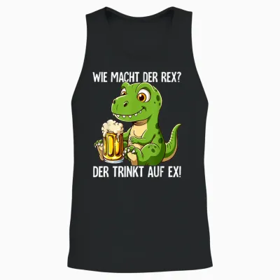 Lustige Party Gadgets Wie Macht Der Rex T-Shirt, Schwarz, Cartoon, Unisex-Erwachsene, S, V-Ausschnitt, Halbarm, Polyester 100%, Imported, Klassisch, Cartoon-T-Shirt Wie Macht Der Rex Unisex Tank Top - Black