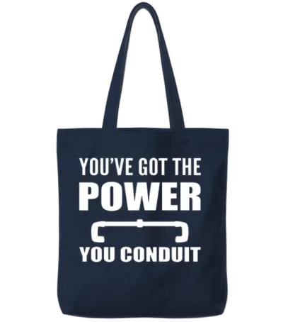 Funny Electrician Tote Bags - Navy