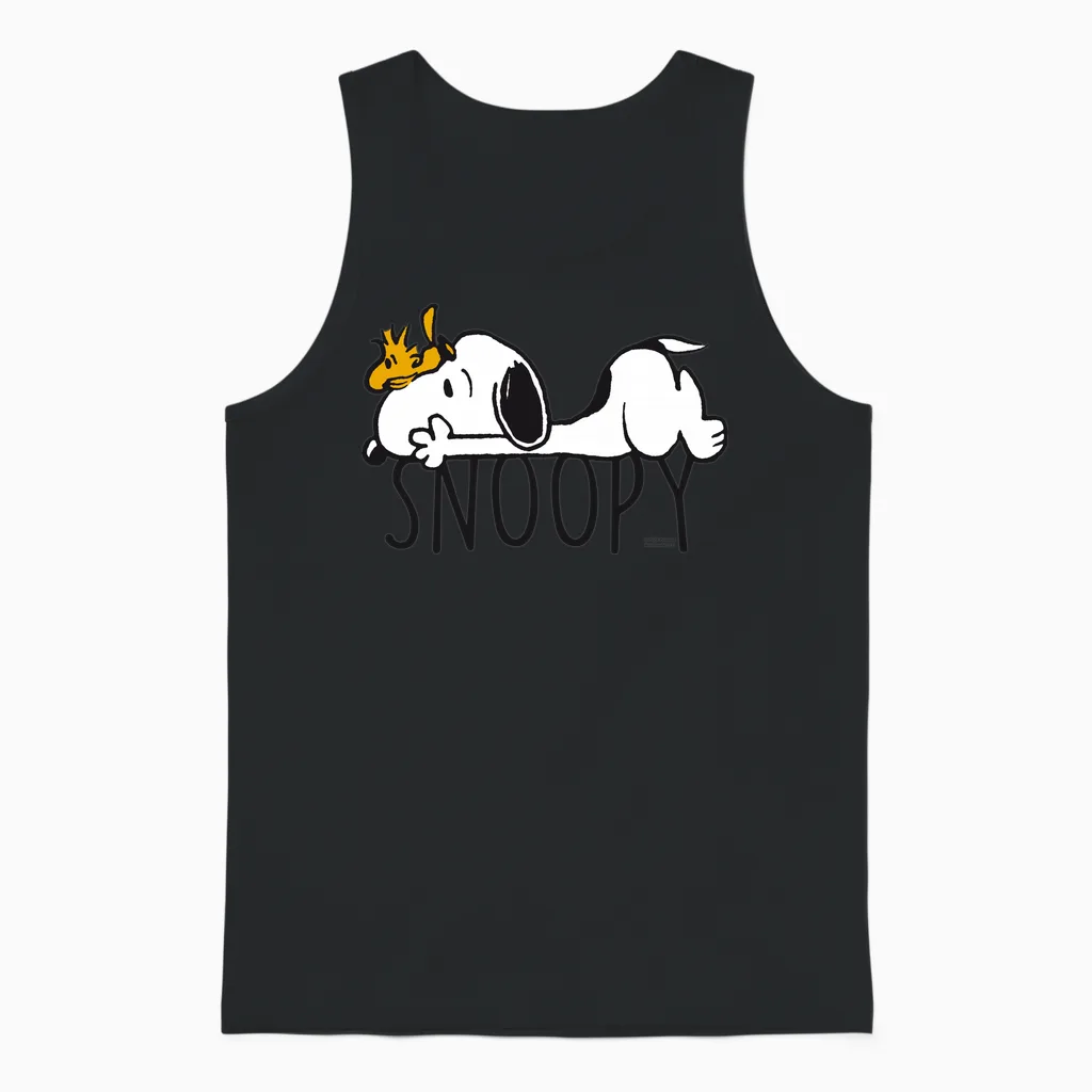 Peanuts - Snoopy with Woodstock Long Sleeve Shirt, Black, S Unisex Tank Top in Black