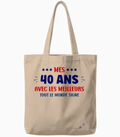Signature 40 Years Anniversary Humour 40 Years to Sign T-Shirt, White, S Tote Bags - Natural