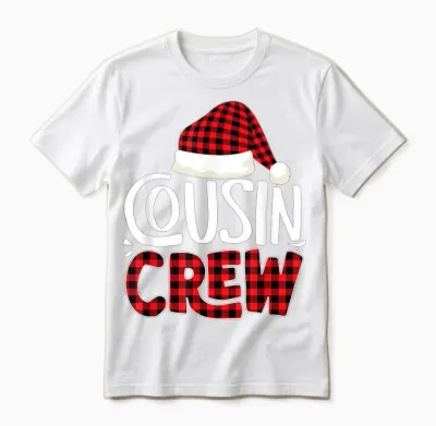 Cousin Crew Family Group Matching Christmas Pajama Party Unisex T-Shirt - White