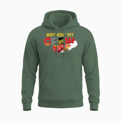 Disney & Pixar's Cars Birthday Pit Crew Lightning Mcqueen Unisex Hoodie - Military Green