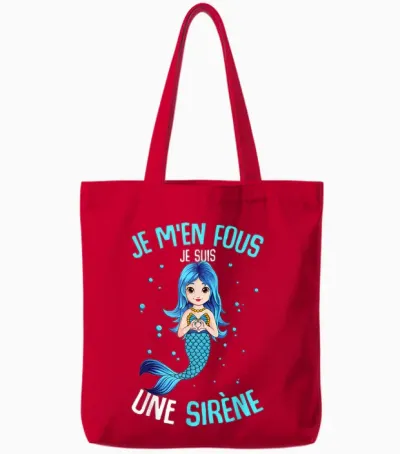 Je M'en Fous Je Suis Une Mermaid Girl Child Woman Mermaid Tote Bags - Red
