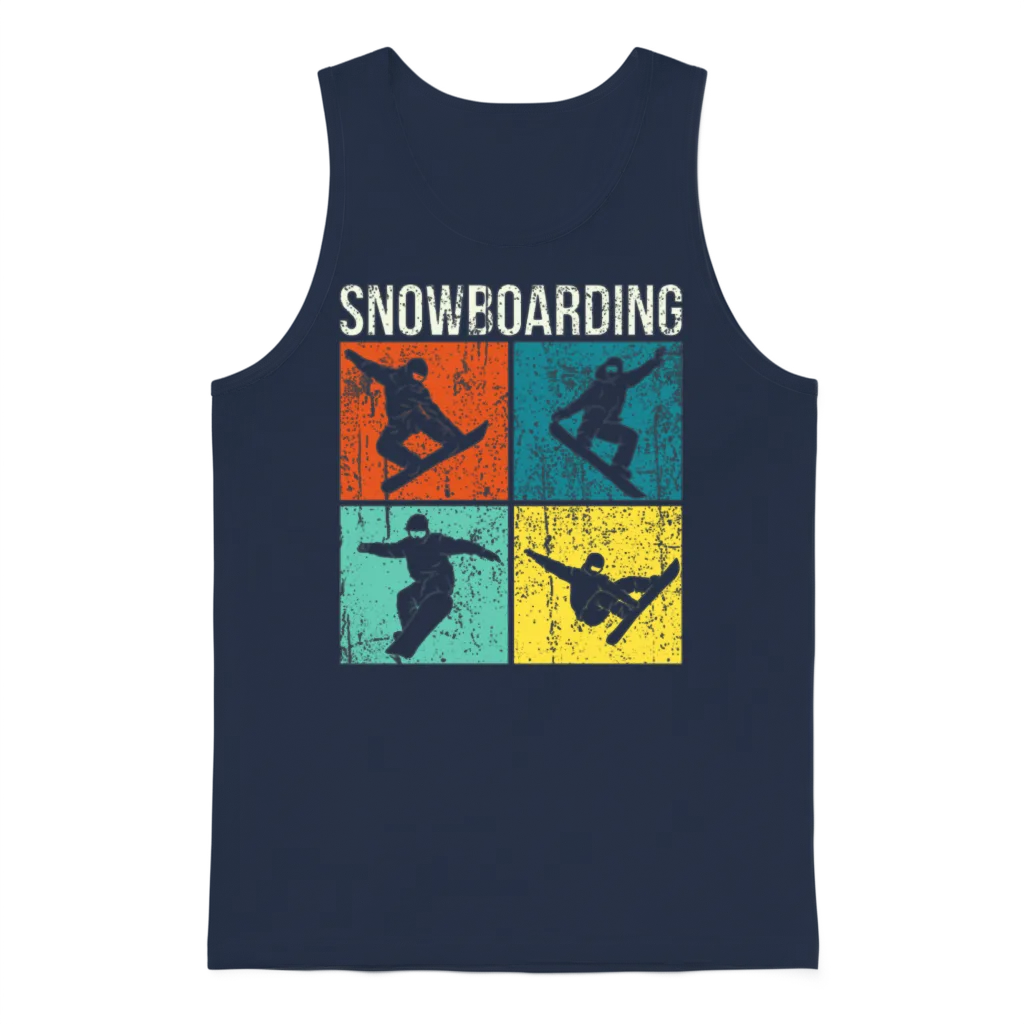 Retro Snowboard and Snowboarding Unisex Tank Top - Navy