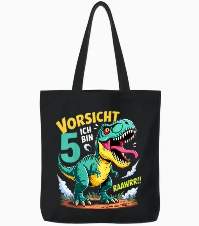 Dinosaurier 5 Geburtstag Deko Ich Bin 5 Dino Jungen 5 Jahre Tote Bags - Black