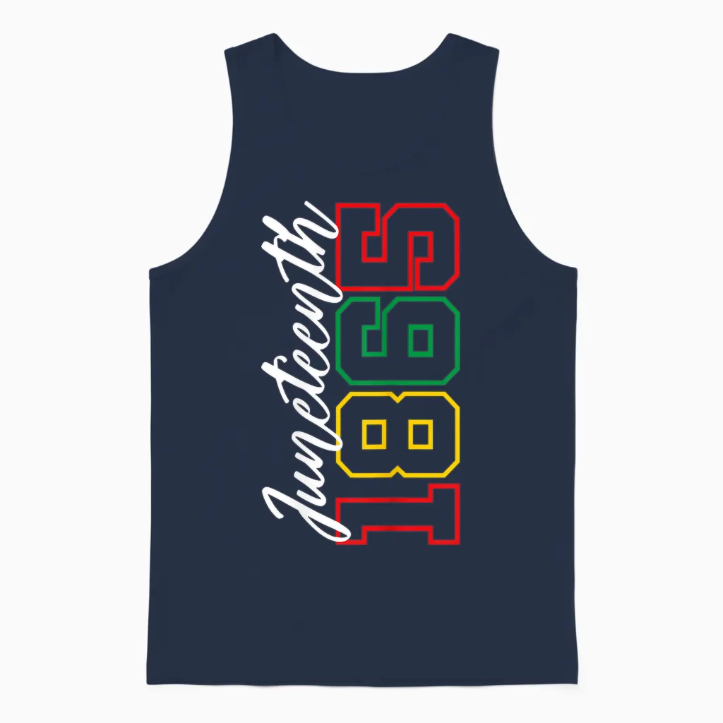 Juneteenth 1865 Shirts Women Men June 19th 1865 Freedom Day Unisex Tank Top in Navy