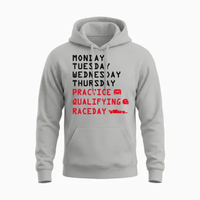 Monday Tuesday Thursday Training Qualifying Race Day Racing Unisex Hoodie - Ash