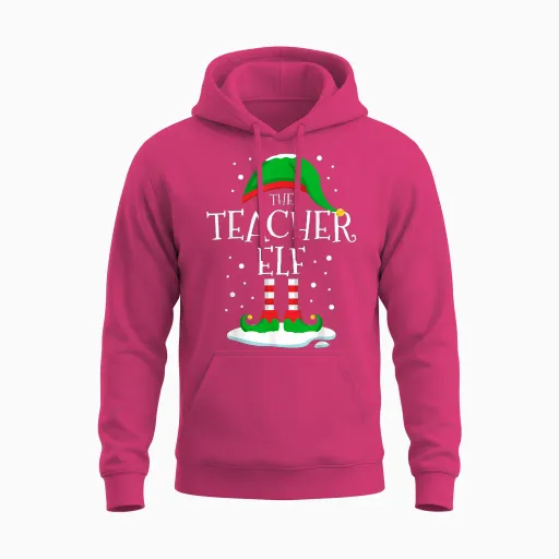 The Teacher Elf Christmas Family Matching Xmas Group Funny Unisex Hoodie - Heliconia