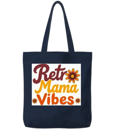 Retro Mama Vibes Tote Bags - Navy