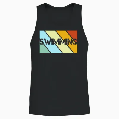 Swimming Retro Unisex Tank Top - Black
