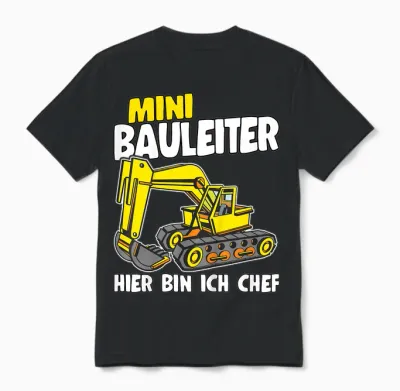 Baustelle Mini Bauleiter Bauherr Sprüche Jungen Bagger Unisex T-Shirt - Black