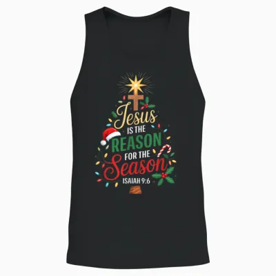 Jesus Is the Reason for the Season Christmas Xmas Christian Unisex Tank Top - Black