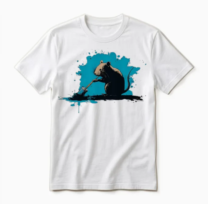 The Artist Rat in Action Unisex T-Shirt in White