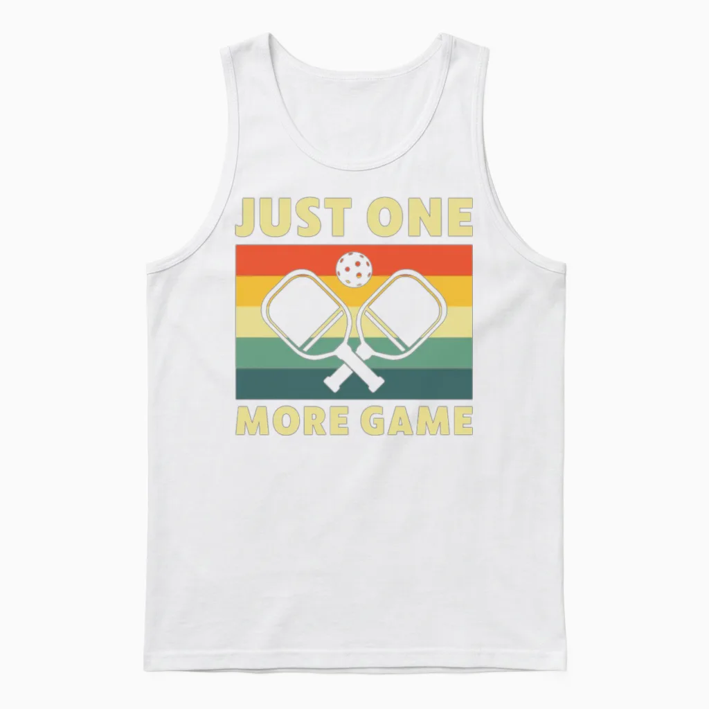 Pickleball Just One More Pickleball Game Funny Unisex Tank Top in White