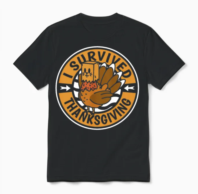 Thanksgiving Funny Unisex T-Shirt in Black