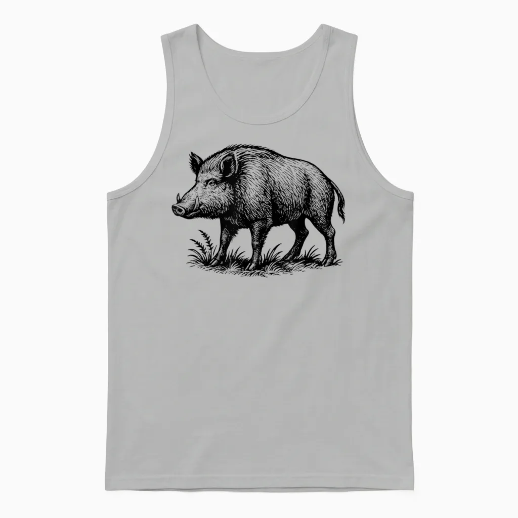 Wild Boar Hunting Gift, Wild Pig Hunter Outfit for Men and Women Unisex Tank Top in Ash