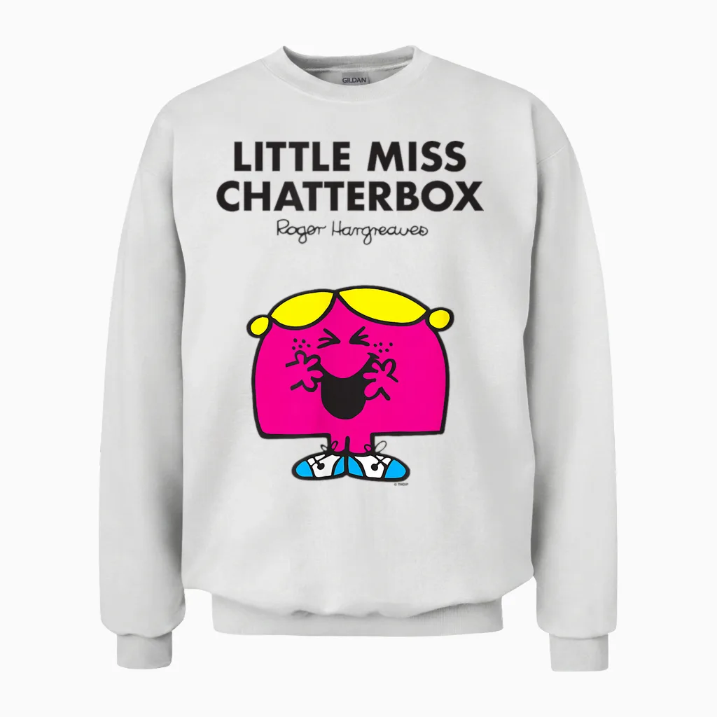 Mr. Men Little Miss Chatterbox Unisex Sweatshirt in White