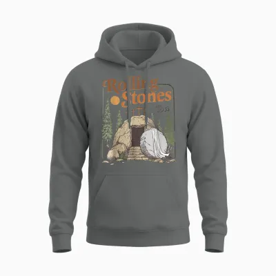 The Stone Was Rolled Away He Is Alive Retro Christian Easter Unisex Hoodie - Graphite Heather