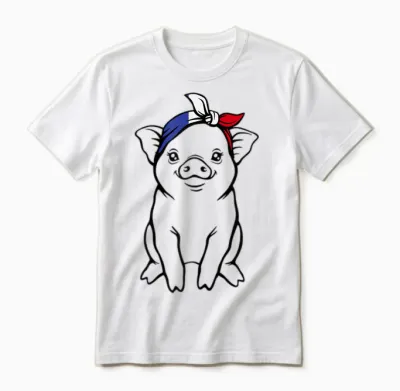 Cochon Avec Drapeau Français France Unisex T-Shirt - White