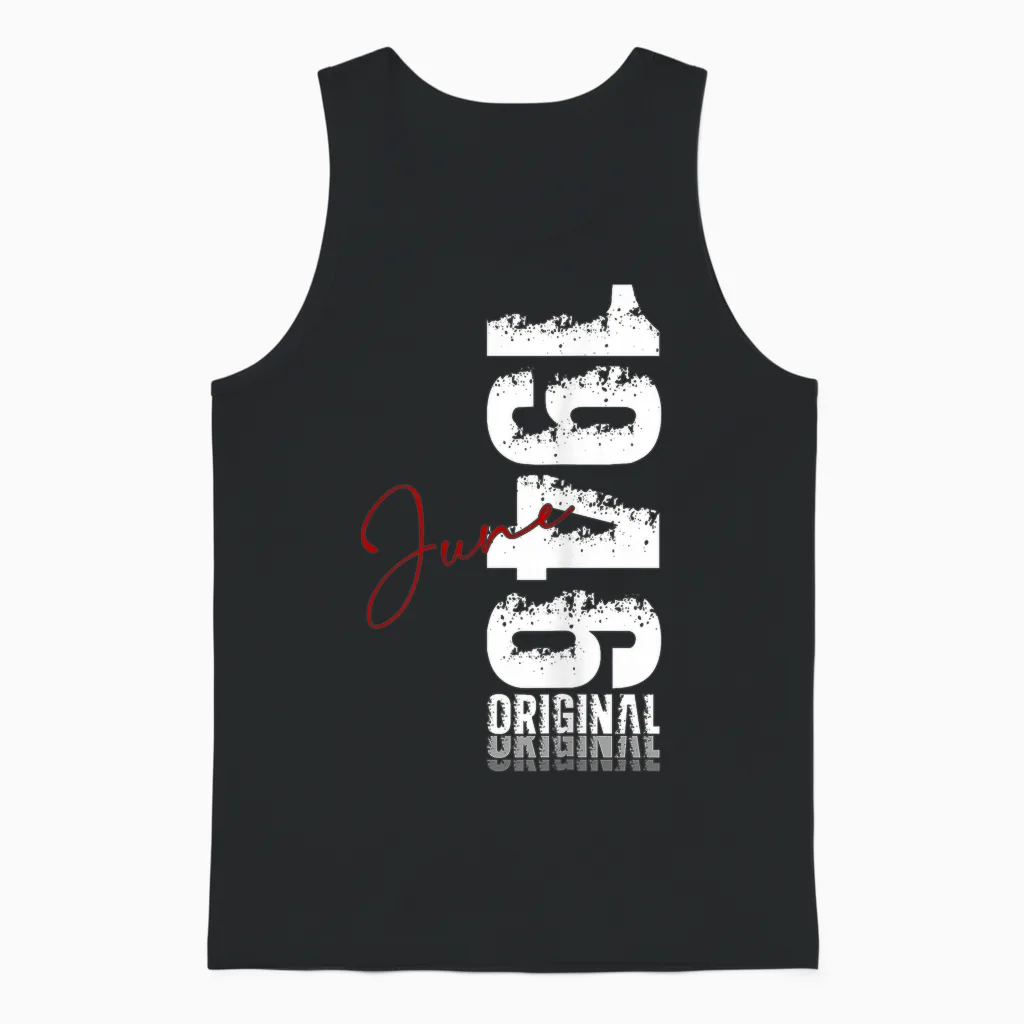 80 Ans Anniversaire Homme Cadeau Juin 1946 Vintage Unisex Tank Top in Black
