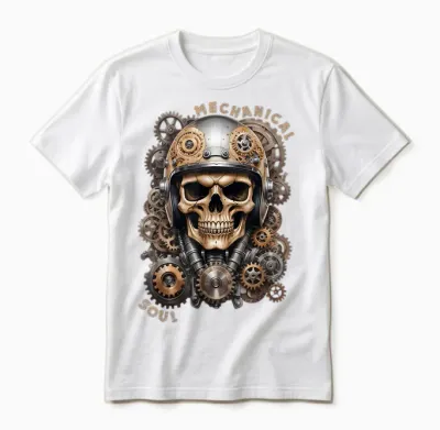 Biker Skull Biker Skull Vintage Motorcycle Custom Retro T-Shirt, Black, S Unisex T-Shirt - White
