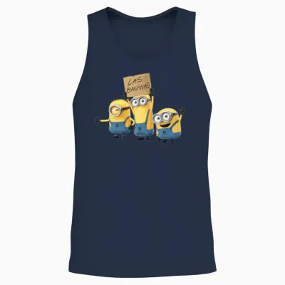 Minions Three Happy Minions with A Unisex Tank Top - Navy