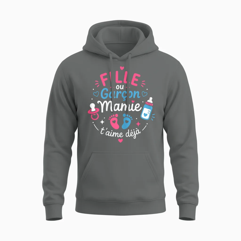Announcement Pregnancy Granny Baby Shower Sex Baby Girl or Boy Unisex Hoodie in Graphite Heather