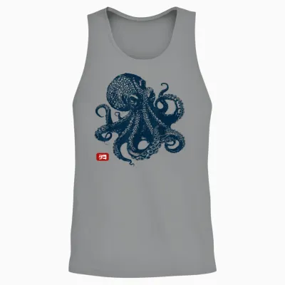 Octopus Vintage Japanese Aesthetic T-Shirt, Grey, S Unisex Tank Top - Sport Grey