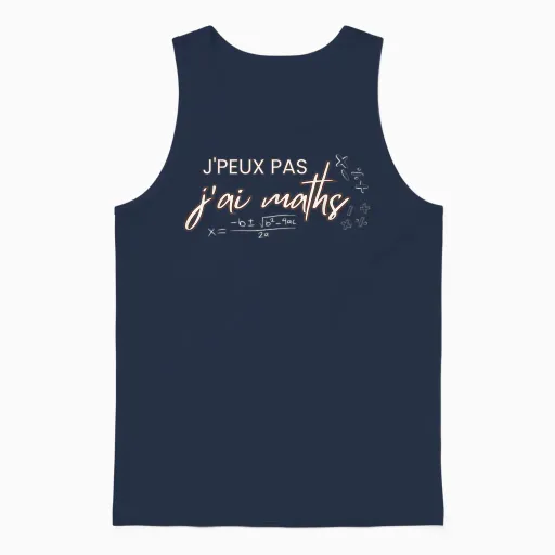J'peux Pas J'ai Maths, Humor Math Teacher T-Shirt, Black, S Unisex Tank Top in Navy