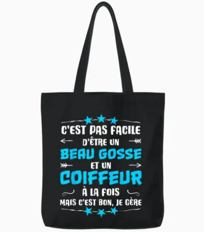 Humour Barber and Beau Gosse Gift Craft Tote Bags - Black