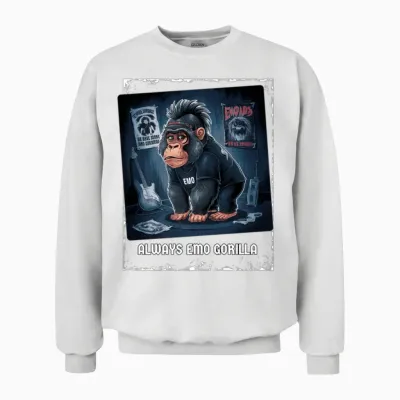 Always Emo Gorilla Admirers Premium Unisex Sweatshirt - White