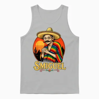 Smiguel Mexican Sombrero Vintage Mexican Culture Mashup Unisex Tank Top - Ash