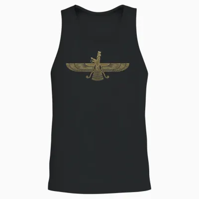 Faravahar Symbol Persian Sumerian Winged Ball Figure Icon T-Shirt, Black Unisex Tank Top - Black