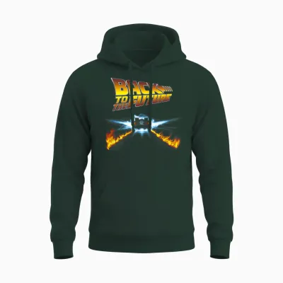 Back to the Future Delorean and Logo T-Shirt, Black Unisex Hoodie - Forest