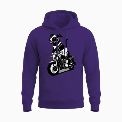 Dog Biker Funny Unisex Hoodie - Purple