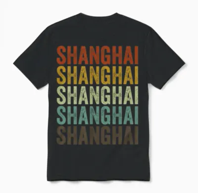 Shanghai China Retro Vintage Unisex T-Shirt - Black