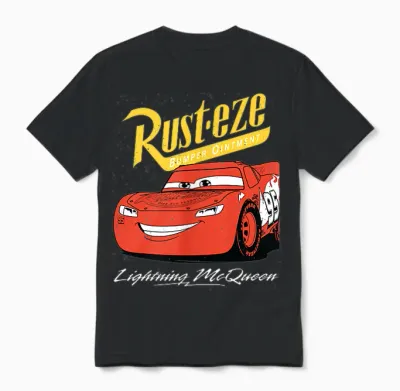 Disney Pixar Cars Lightning Mcqueen Vintage Rusteze Unisex T-Shirt - Black