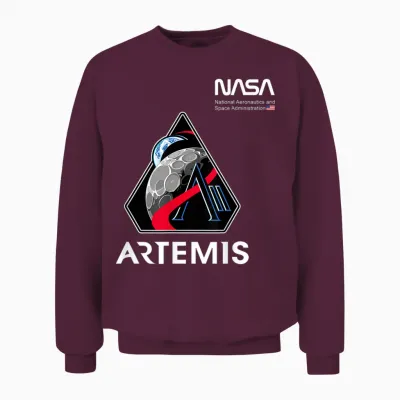 Nasa Artemis Ii Mission Patch Worm Logo Unisex Sweatshirt - Maroon