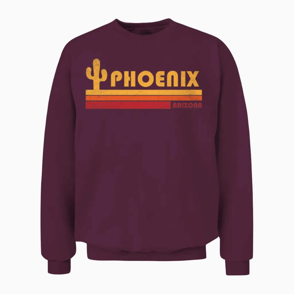 Retro Phoenix Arizona Unisex Sweatshirt in Maroon