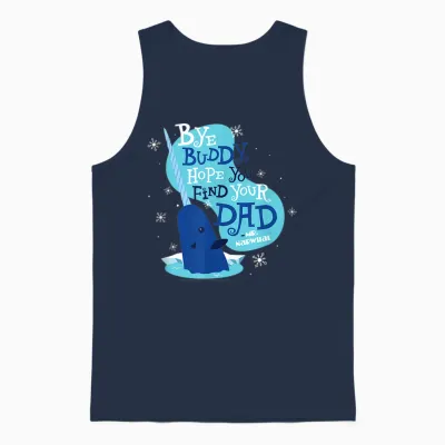 Elf Bye Buddy Narwhal Color Illustration Funny Christmas Unisex Tank Top - Navy