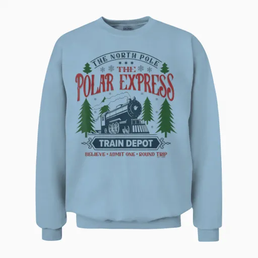 The Polar Express Train Depot Unisex Sweatshirt - Light Blue