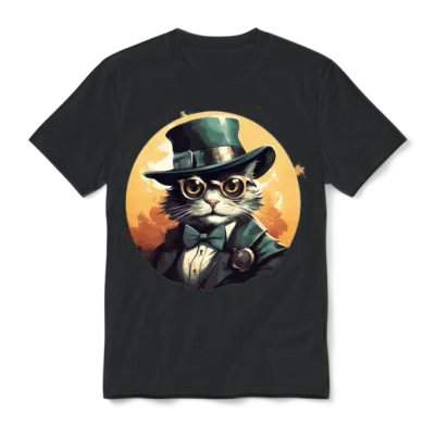 Retro Cat Unisex T-Shirt - Black