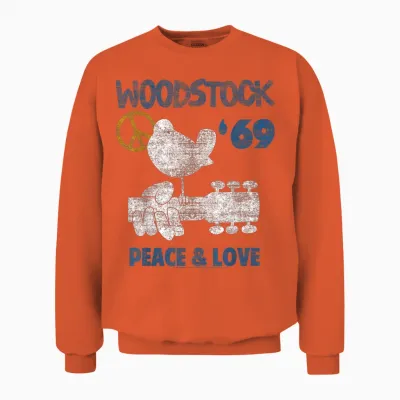Woodstock Peace and Love Unisex Sweatshirt - Orange